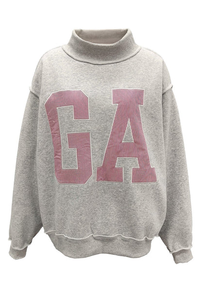 Pinstripe Embroidered Georgia (GA) Mock Neck Sweatshirt