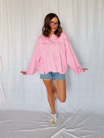 Dancing Through Life Lace Bow Sweatshirt