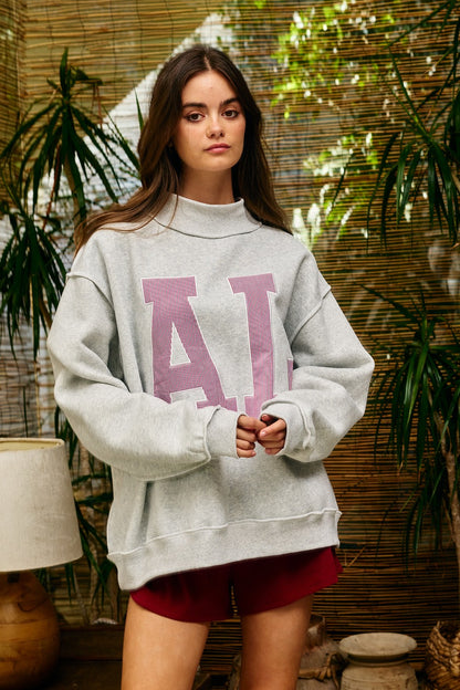 Pinstripe Embroidered Alabama (AL) Mock Neck Sweatshirt