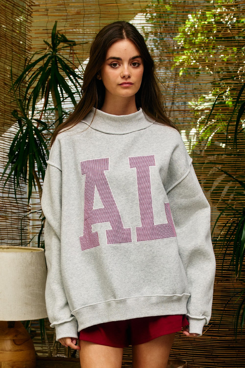 Pinstripe Embroidered Alabama (AL) Mock Neck Sweatshirt