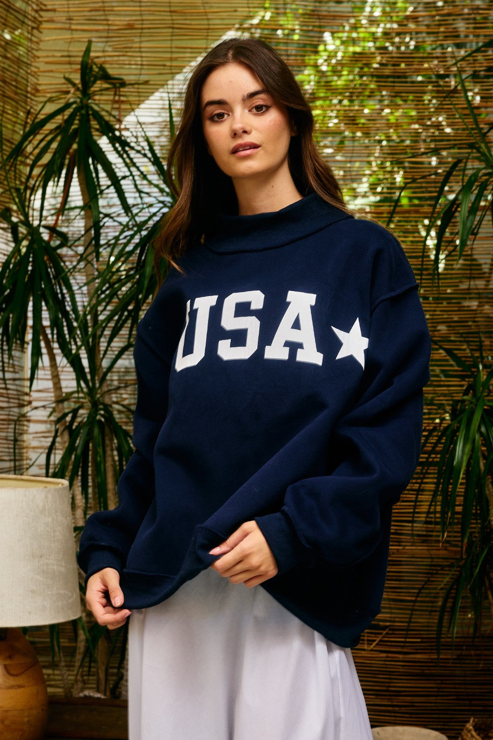 PREORDER: USA/Map Reversible Mock Neck Sweatshirt (EARLY JULY)