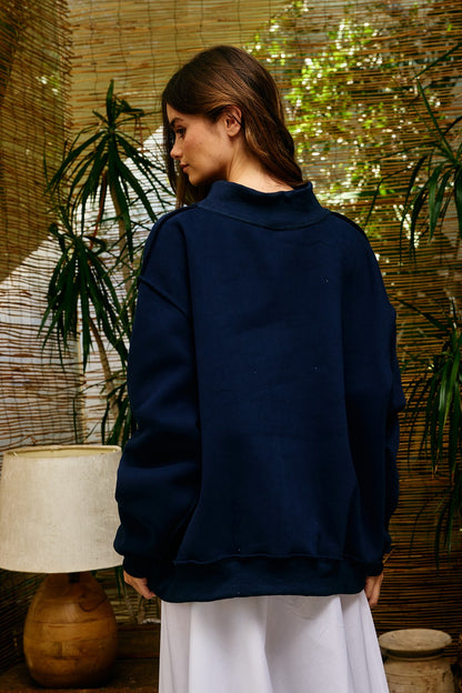 PREORDER: USA/Map Reversible Mock Neck Sweatshirt (EARLY JULY)