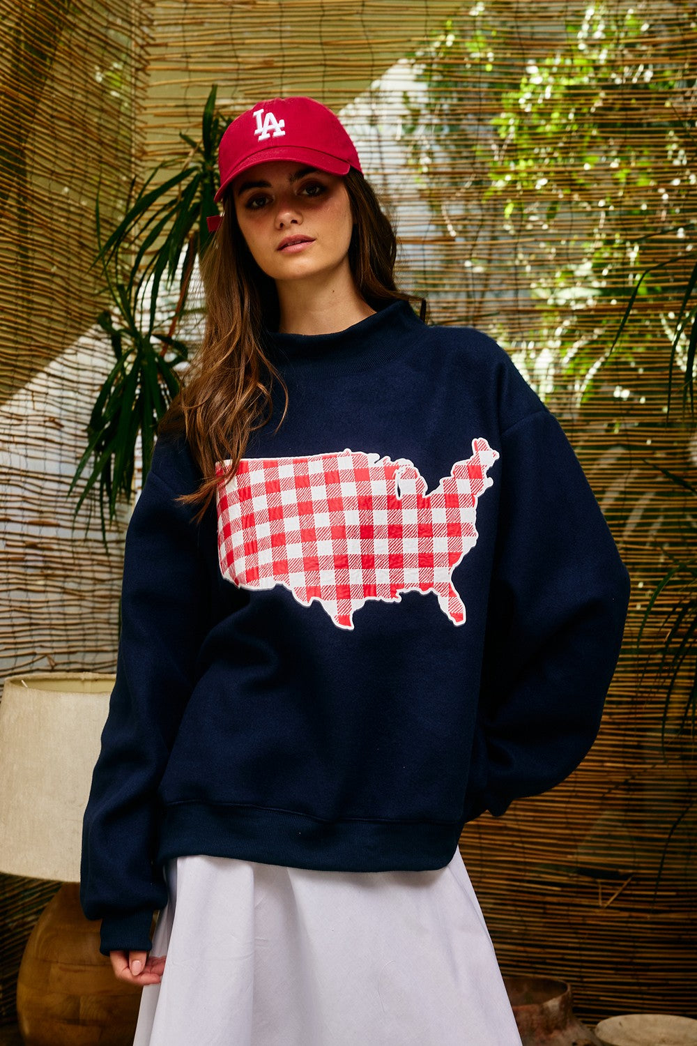 PREORDER: USA/Map Reversible Mock Neck Sweatshirt (EARLY JULY)
