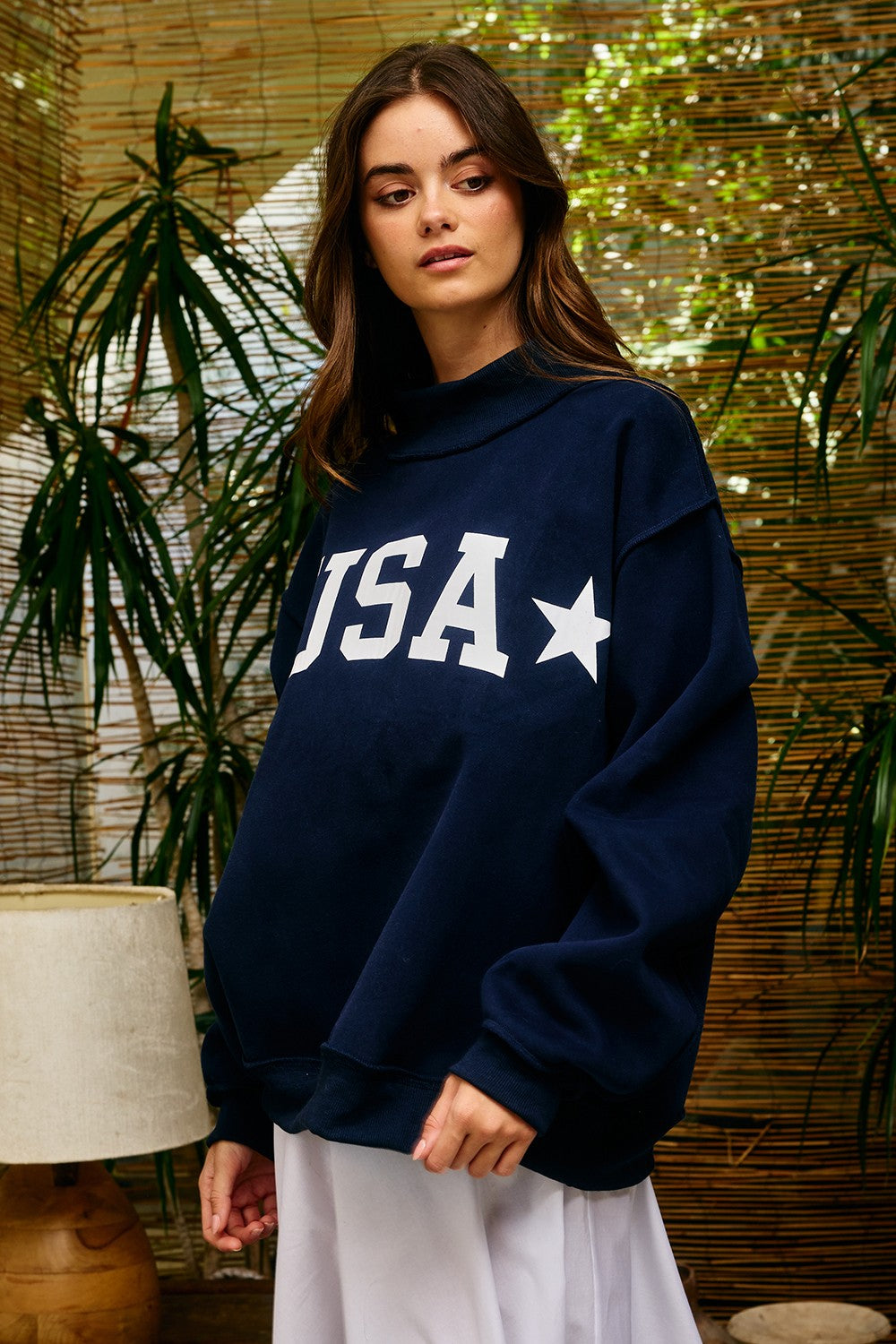 PREORDER: USA/Map Reversible Mock Neck Sweatshirt (EARLY JULY)
