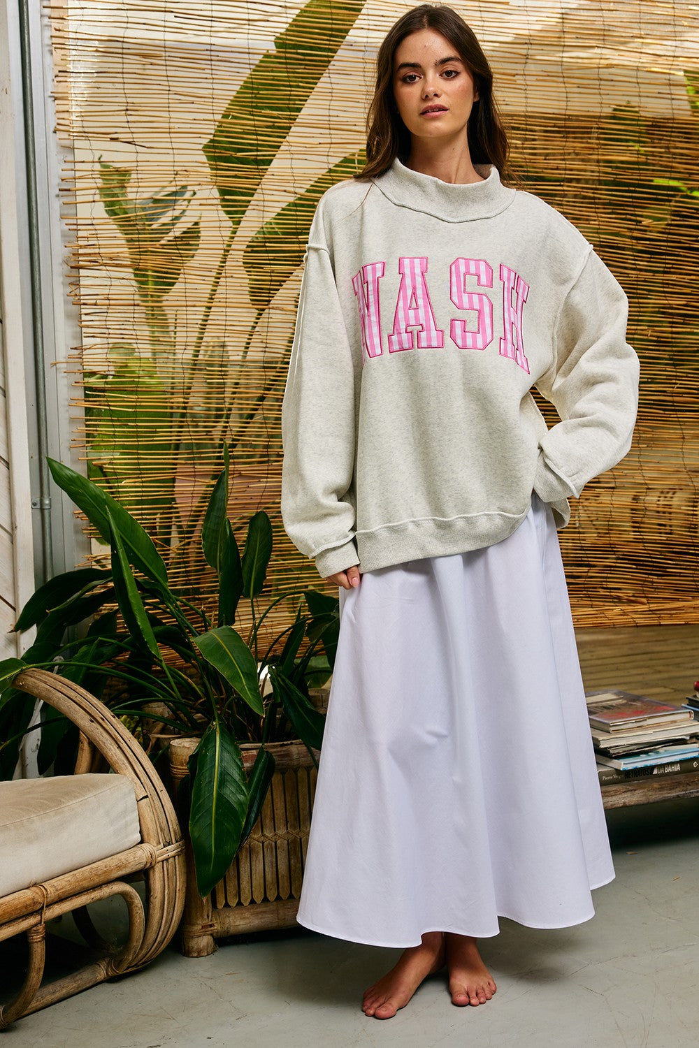 PREORDER: Gingham Embroidered Nashville (Nash) Mock Neck Sweatshirt (EARLY JULY)