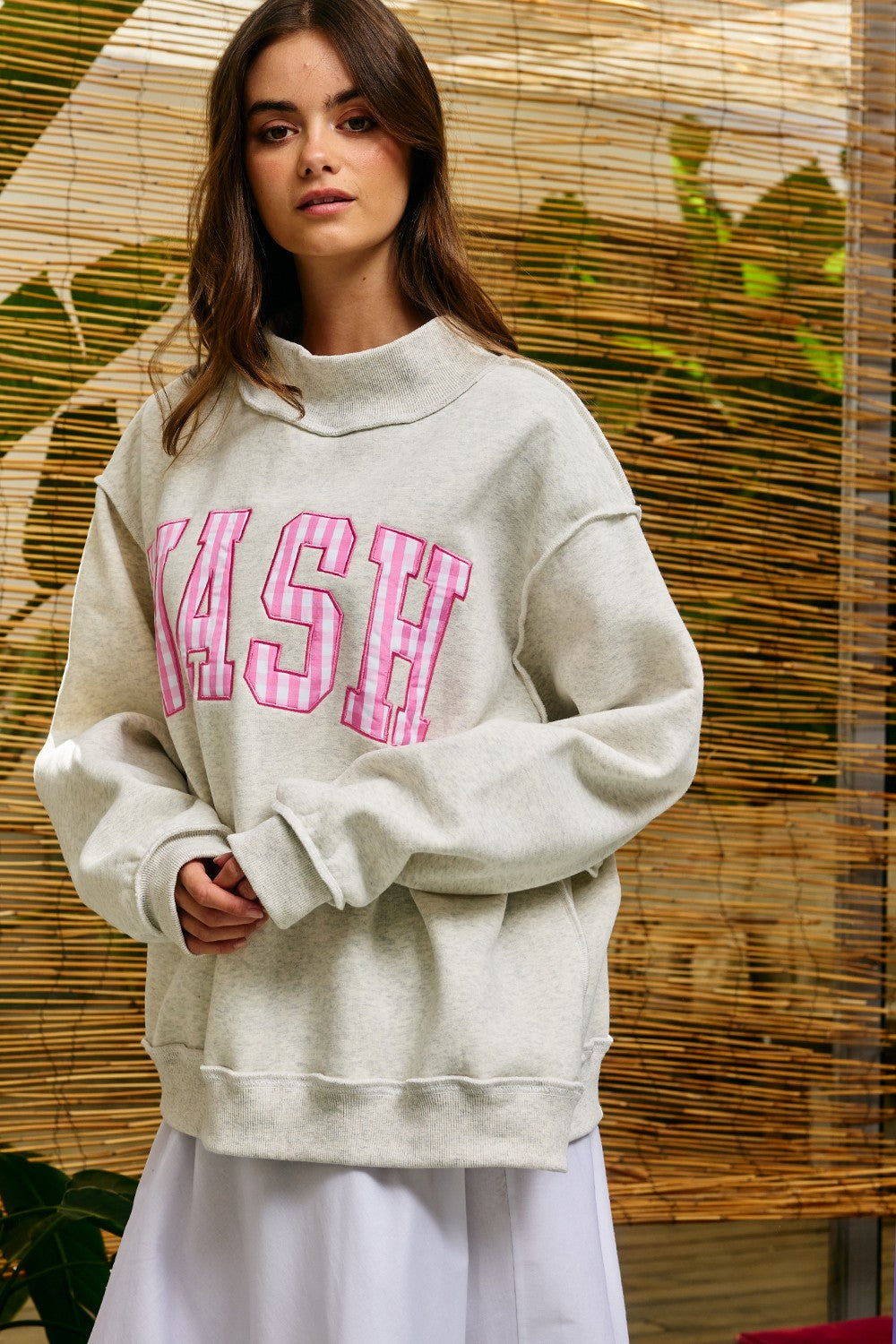 PREORDER: Gingham Embroidered Nashville (Nash) Mock Neck Sweatshirt (EARLY JULY)