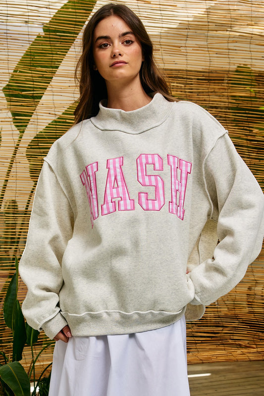 PREORDER: Gingham Embroidered Nashville Mock Neck Sweatshirt (EARLY JULY)