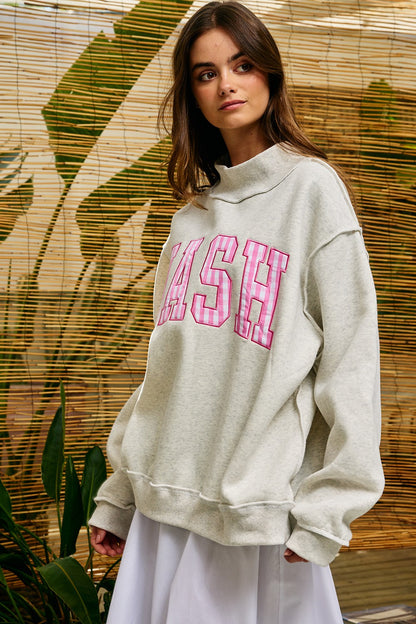 PREORDER: Gingham Embroidered Nashville (Nash) Mock Neck Sweatshirt (EARLY JULY)