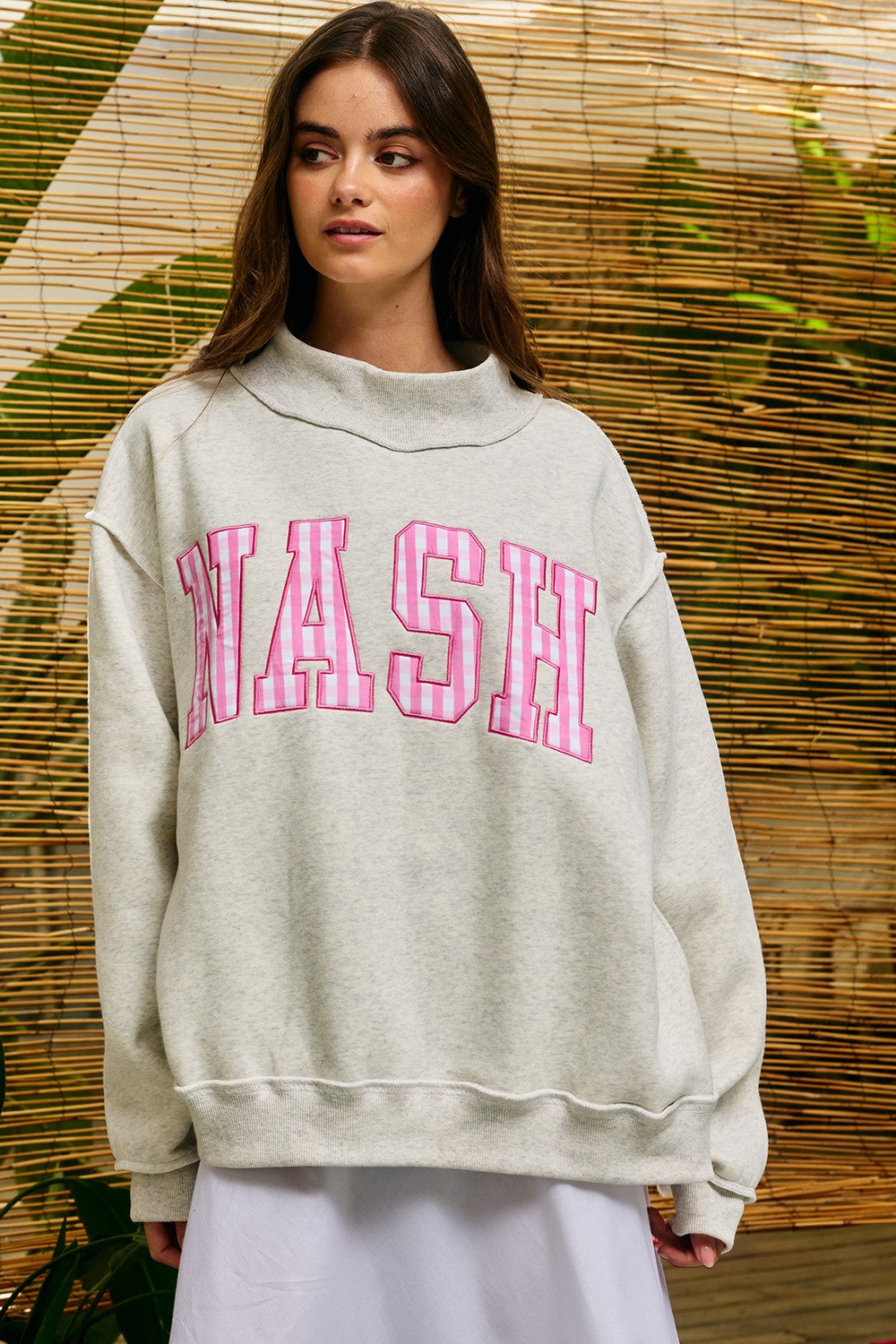 PREORDER: Gingham Embroidered Nashville (Nash) Mock Neck Sweatshirt (EARLY JULY)