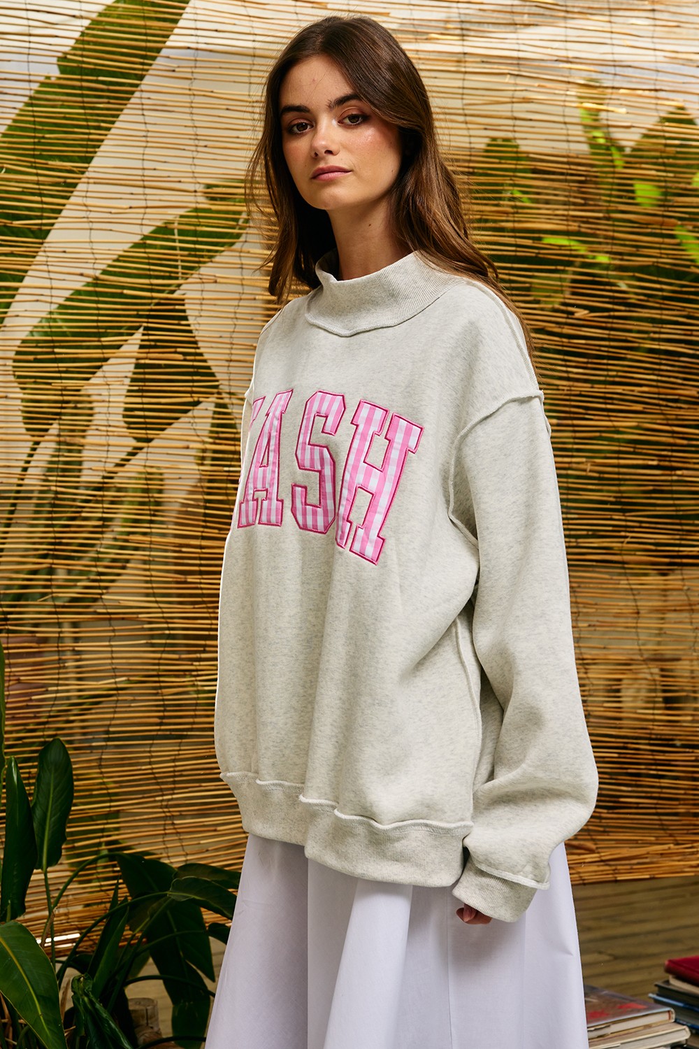 PREORDER: Gingham Embroidered Nashville (Nash) Mock Neck Sweatshirt (EARLY JULY)