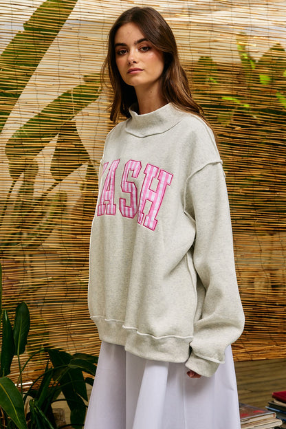 PREORDER: Gingham Embroidered Nashville (Nash) Mock Neck Sweatshirt (EARLY JULY)