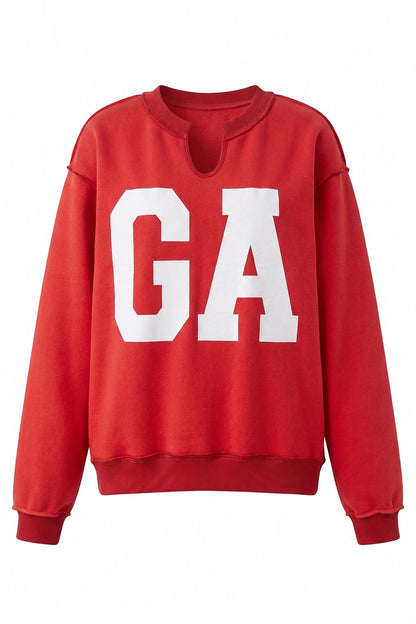 Georgia/GA Reversible Split Neck Sweatshirt