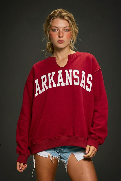 Arkansas Reversible Split Neck Sweatshirt