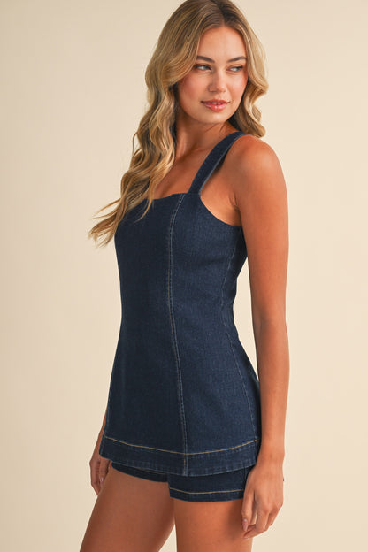 PREORDER: Simply Smitten Denim Romper (EARLY NOVEMBER)