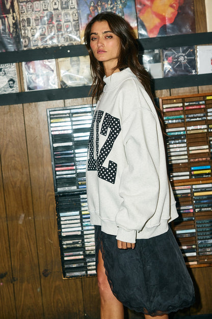 PREORDER: Polka Dot Embroidered Mizzou (MIZ) Mock Neck Sweatshirt (EARLY OCTOBER)