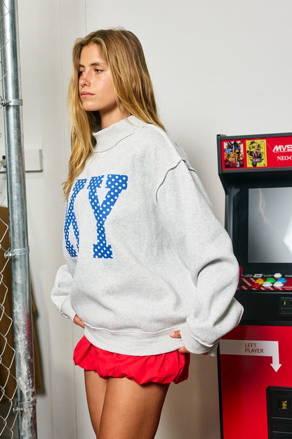 PREORDER: Polka Dot Embroidered Kentucky (KY) Mock Neck Sweatshirt (EARLY OCTOBER)