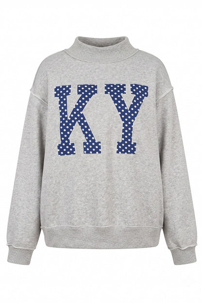 PREORDER: Polka Dot Embroidered Kentucky (KY) Mock Neck Sweatshirt (EARLY OCTOBER)