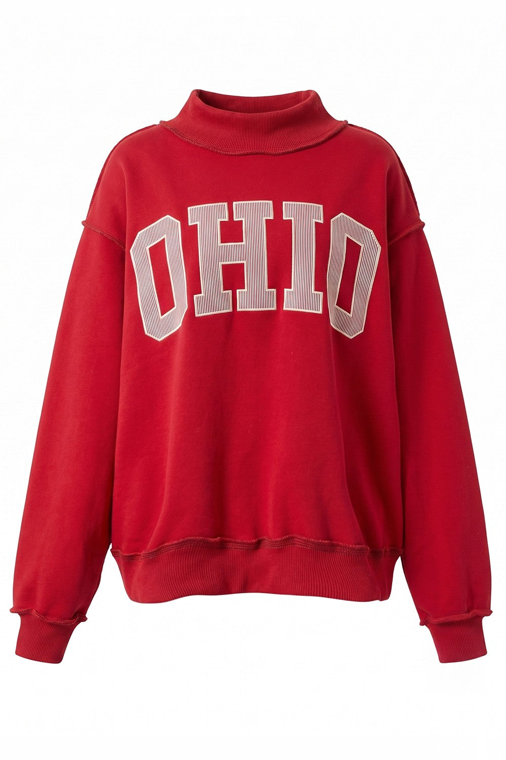 PREORDER: Pinstripe Embroidered Ohio Mock Neck Sweatshirt (LATE SEPTEMBER)