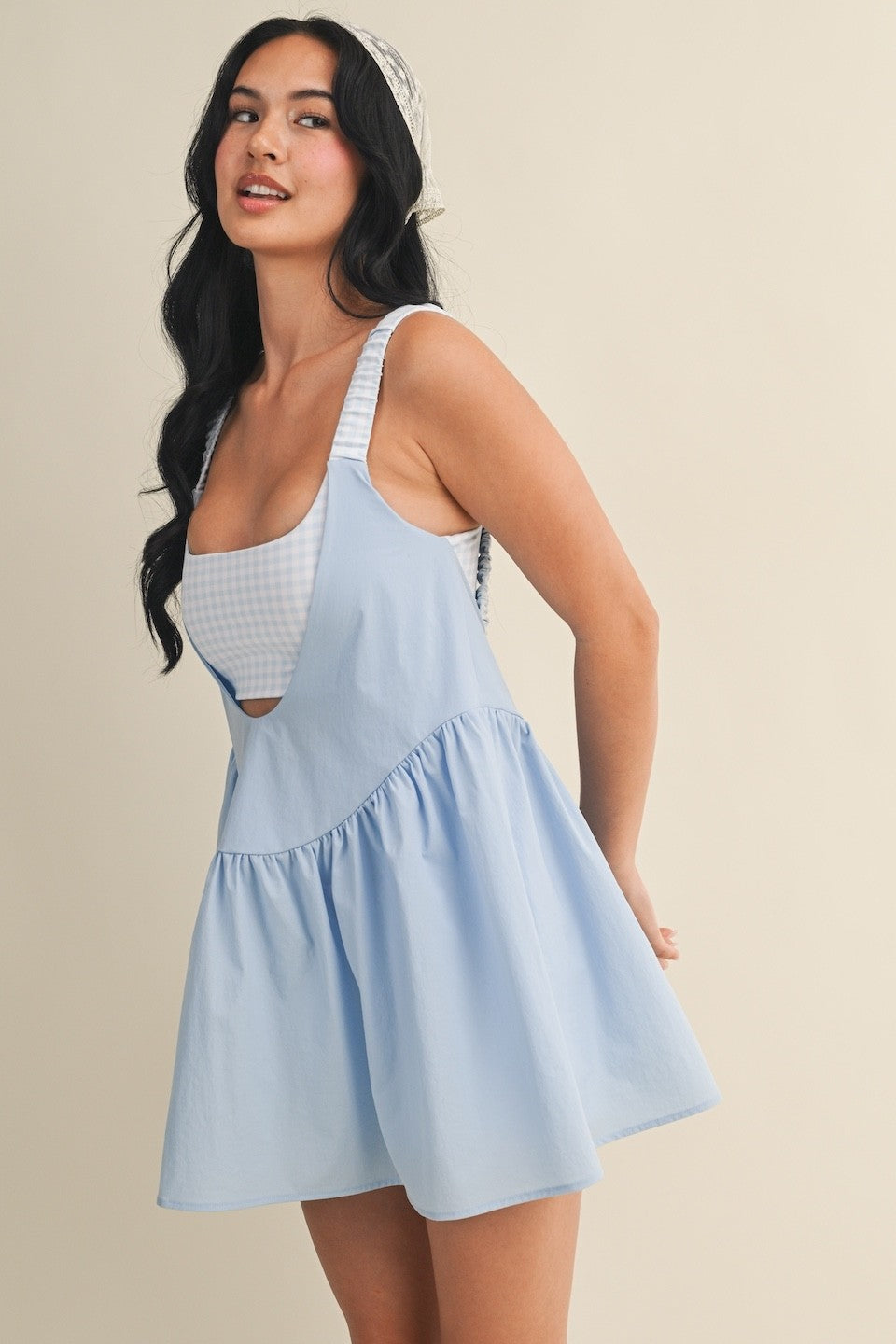 PREORDER: Sweet Escape Gingham Athletic Romper Dress (LATE JUNE)