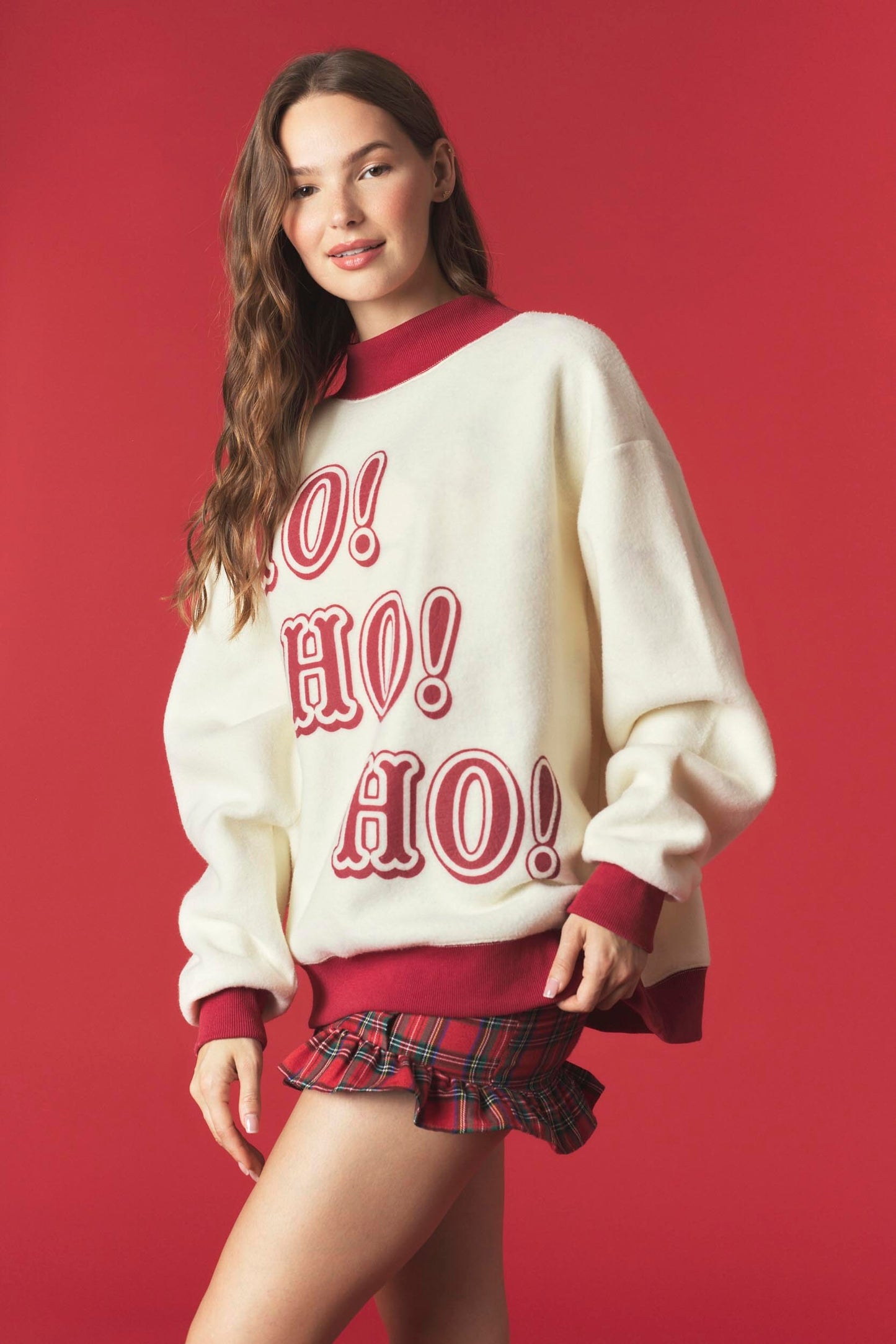 PREORDER: Santa/Ho Ho Ho Reversible Mock Neck Sweatshirt (EARLY NOVEMBER)