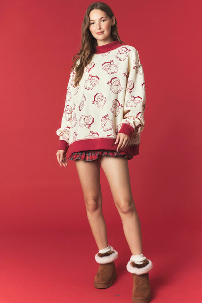 PREORDER: Santa/Ho Ho Ho Reversible Mock Neck Sweatshirt (EARLY NOVEMBER)