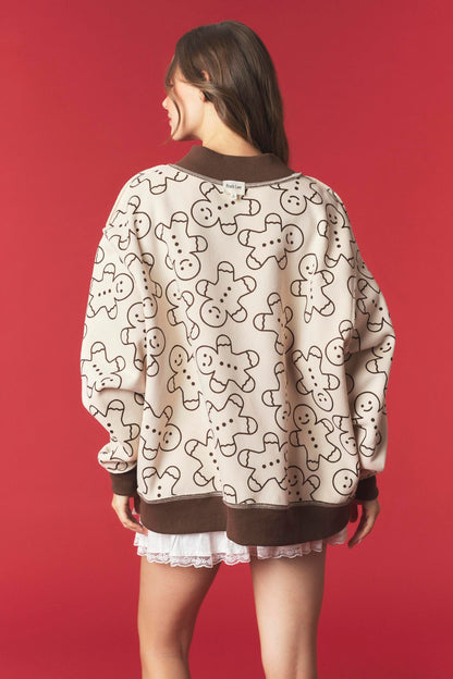 PREORDER: Gingerbread Man/Merry Reversible Mock Neck Sweatshirt (EARLY DECEMBER)