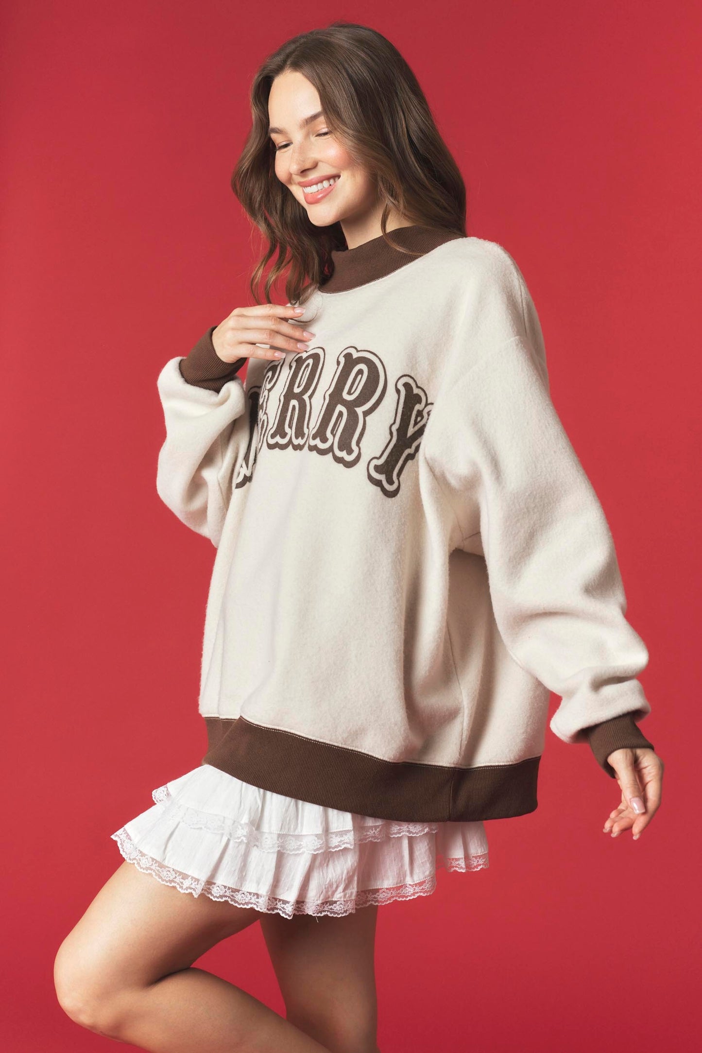 PREORDER: Gingerbread Man/Merry Reversible Mock Neck Sweatshirt (EARLY DECEMBER)