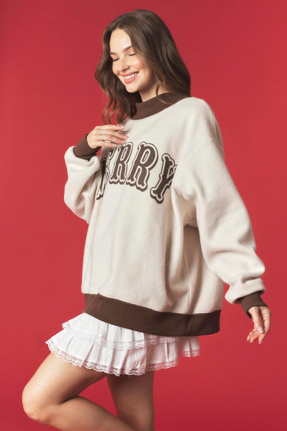 PREORDER: Gingerbread Man/Merry Reversible Mock Neck Sweatshirt (EARLY DECEMBER)