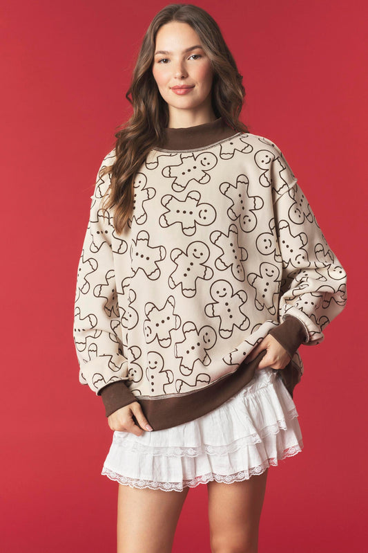 PREORDER: Gingerbread Man/Merry Reversible Mock Neck Sweatshirt (EARLY DECEMBER)
