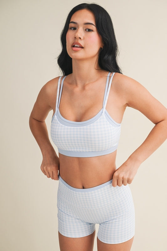 PREORDER: Off Duty Gingham Sports Bra & Shorts Set (LATE JUNE)