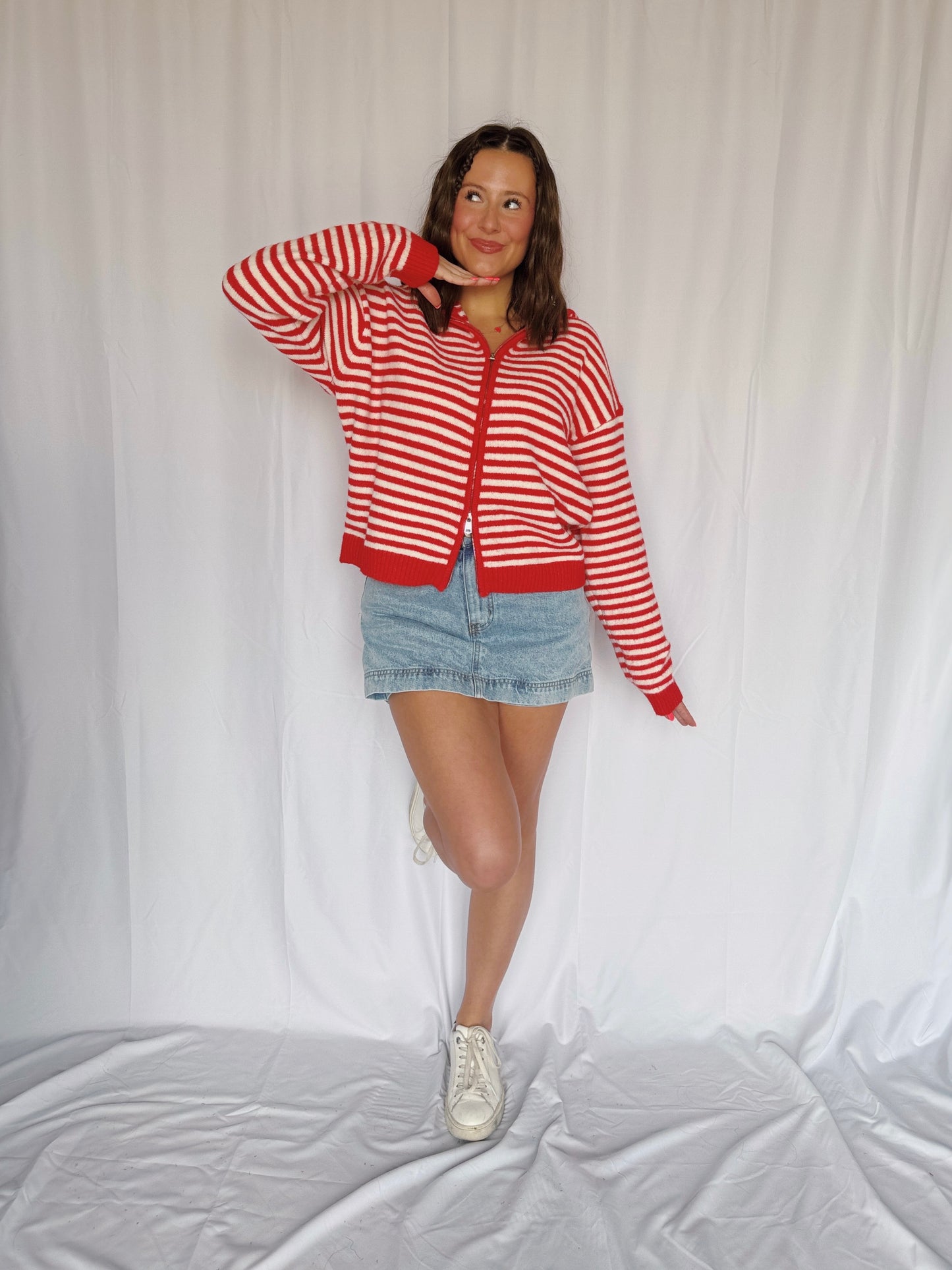 Sugar Rush Striped Zip Up Sweater