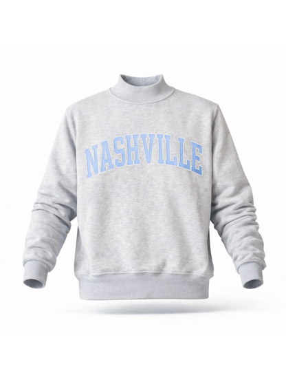 PREORDER: Embroidered Nashville Mock Neck Sweatshirt (EARLY JUNE)