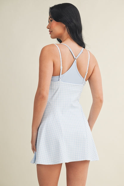 On The Move Gingham Layered Athletic Dress