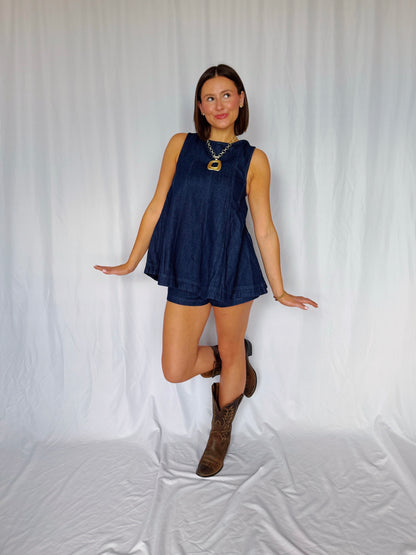 Desert Breeze Denim Top & Shorts Set