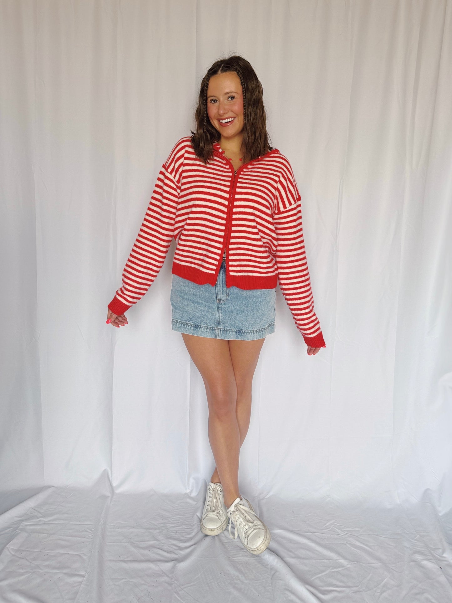 Sugar Rush Striped Zip Up Sweater