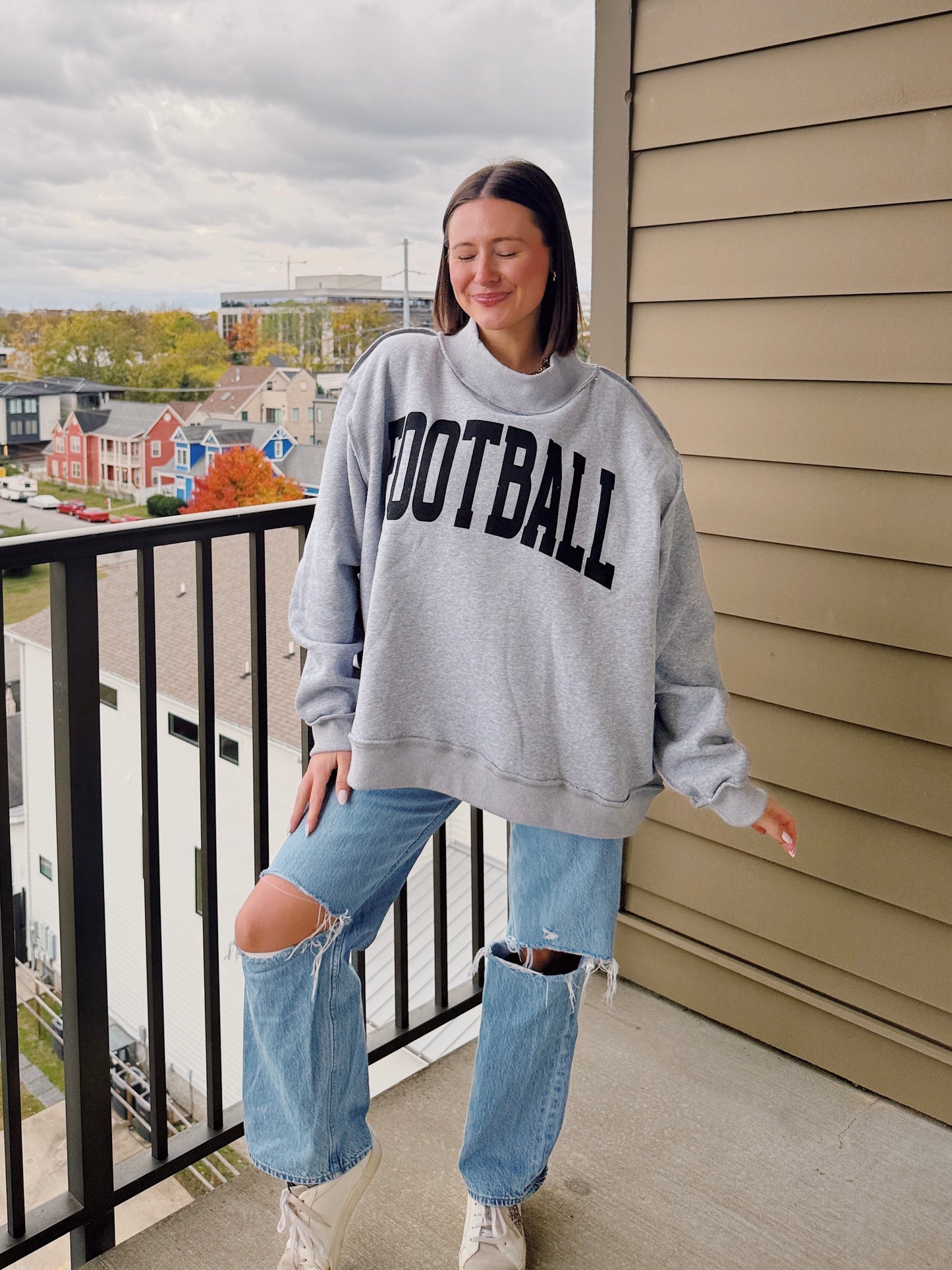Football/Gameday Reversible Mock Neck Sweatshirt