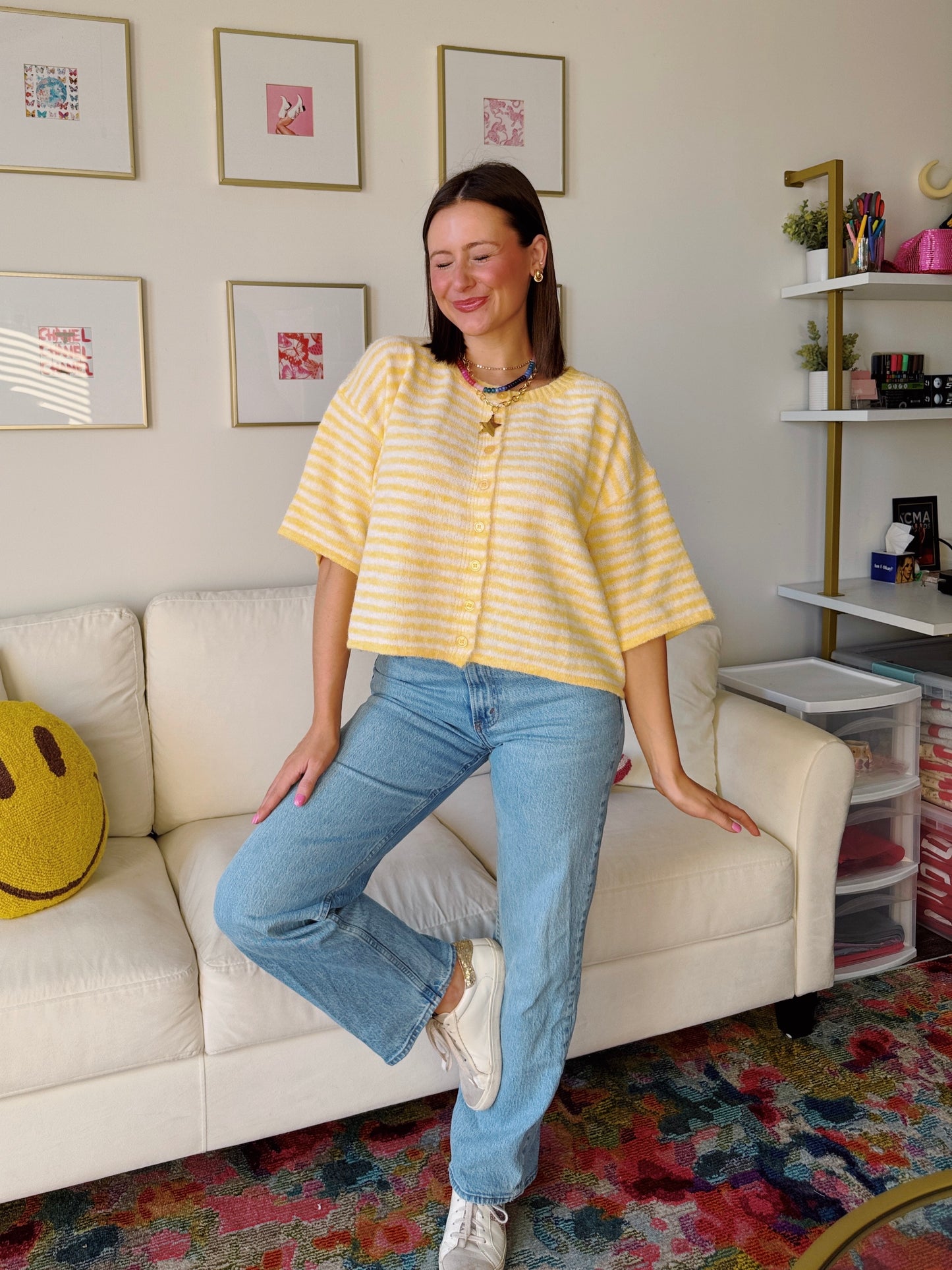 Easy Does It Striped Button Down Cardigan