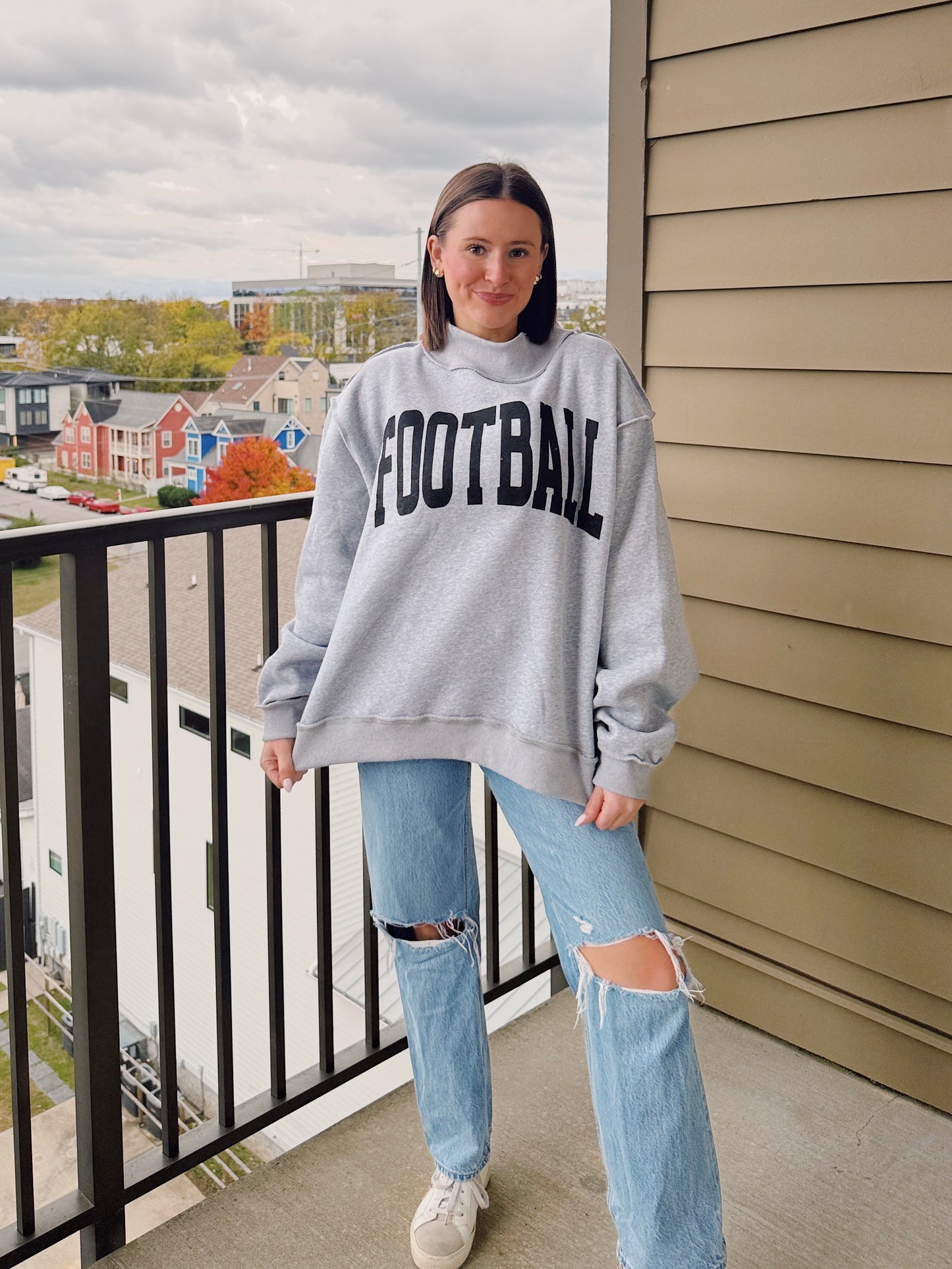 Football/Gameday Reversible Mock Neck Sweatshirt