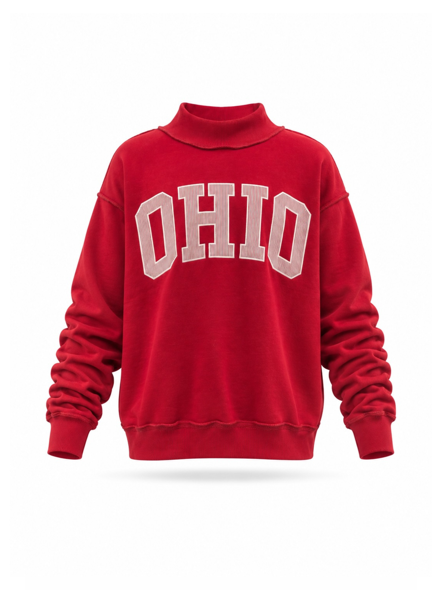 PREORDER: Pinstripe Embroidered Ohio Mock Neck Sweatshirt (LATE SEPTEMBER)