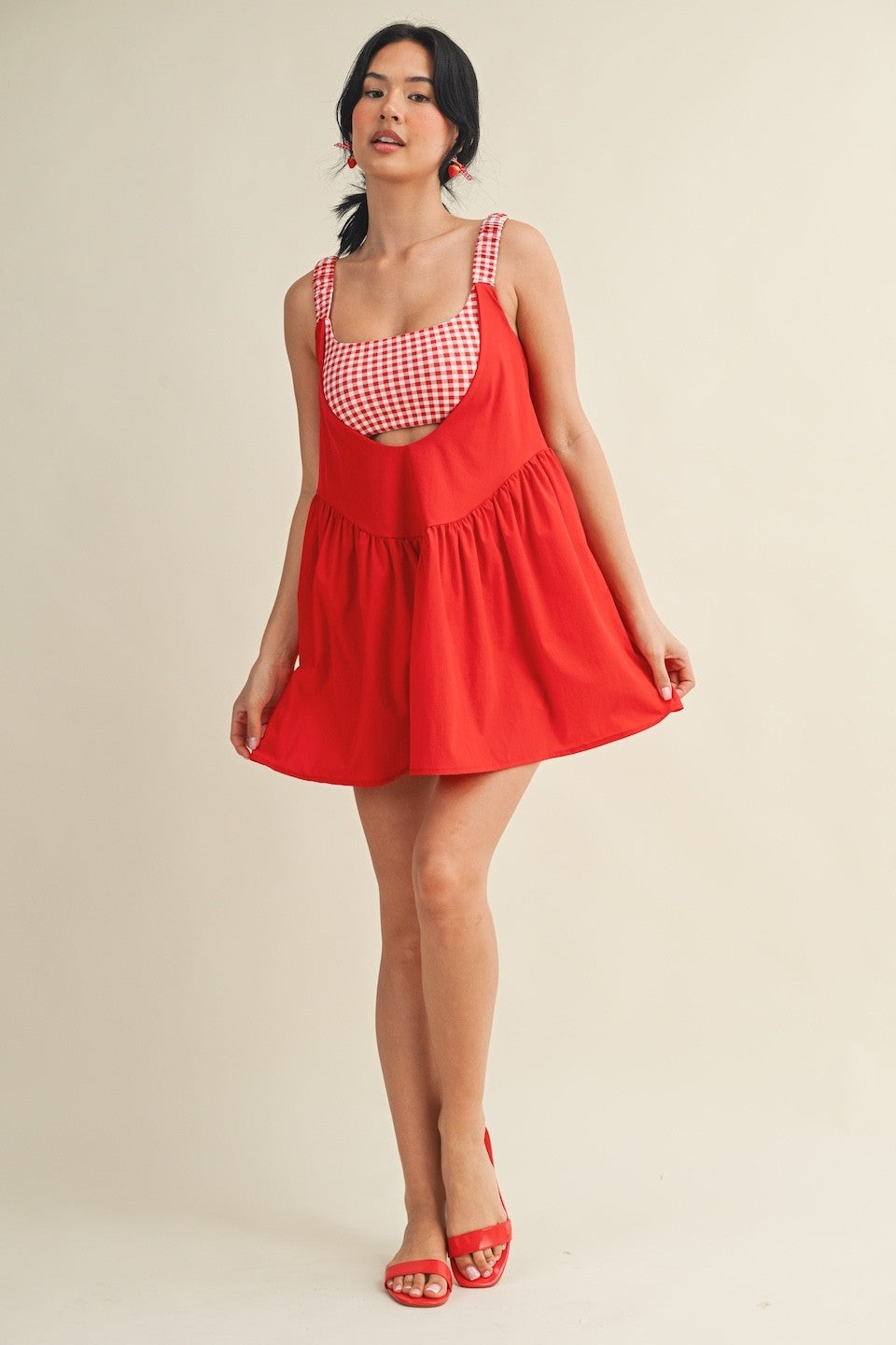 PREORDER: Sweet Escape Gingham Athletic Romper Dress (EARLY JUNE)