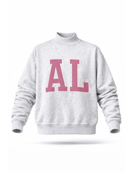 Pinstripe Embroidered Alabama (AL) Mock Neck Sweatshirt