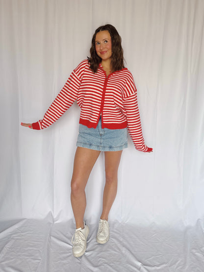 Sugar Rush Striped Zip Up Sweater
