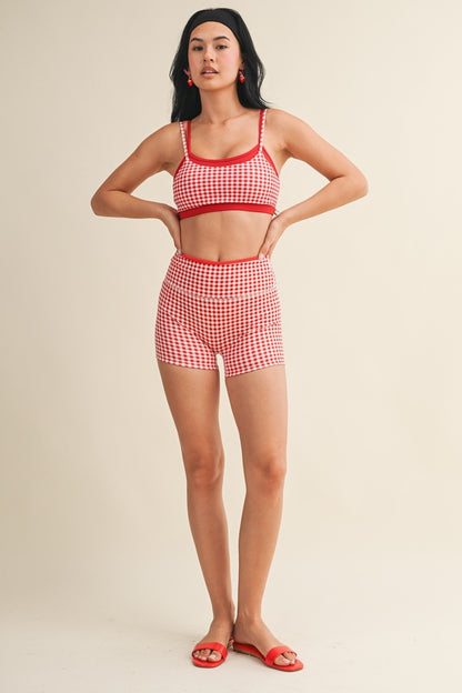 Off Duty Gingham Sports Bra & Shorts Set