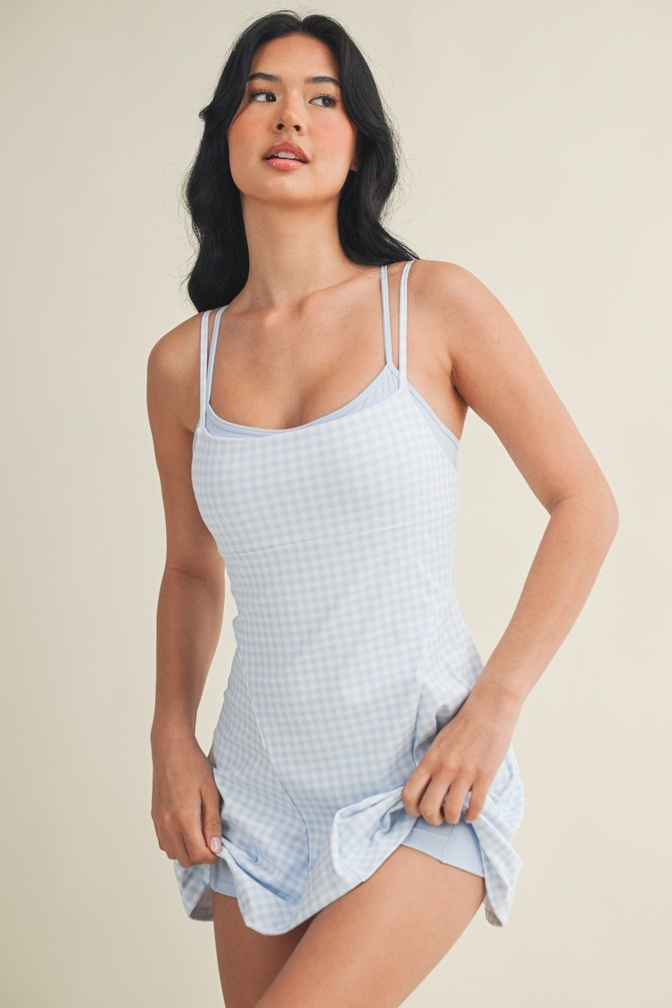 On The Move Gingham Layered Athletic Dress