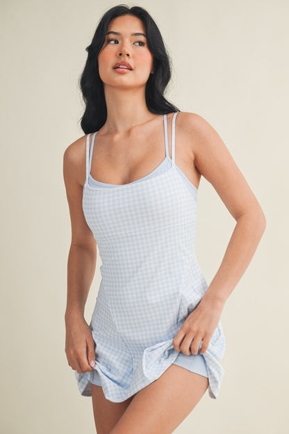 On The Move Gingham Layered Athletic Dress