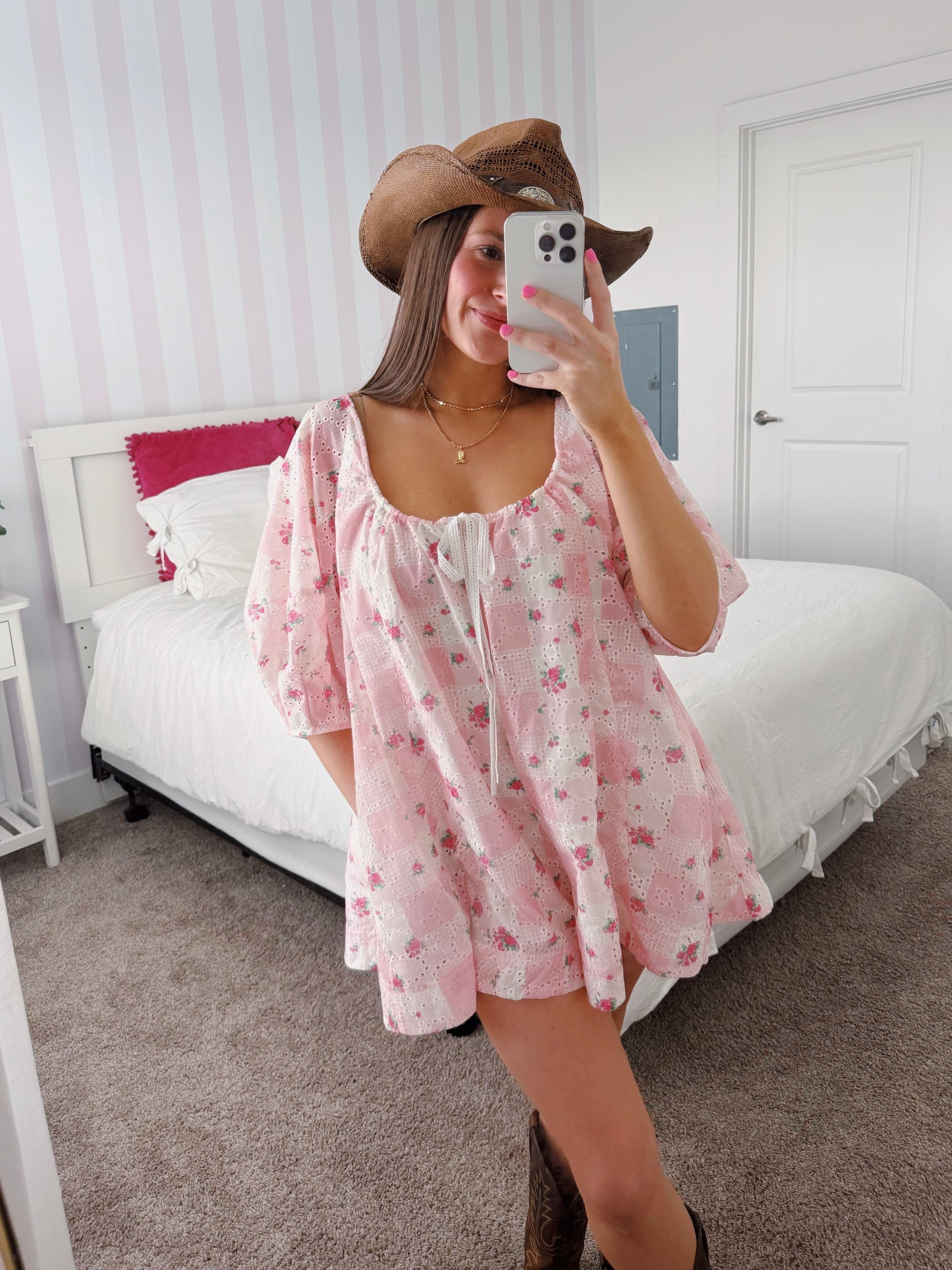 Spring Fling Floral Eyelet Romper