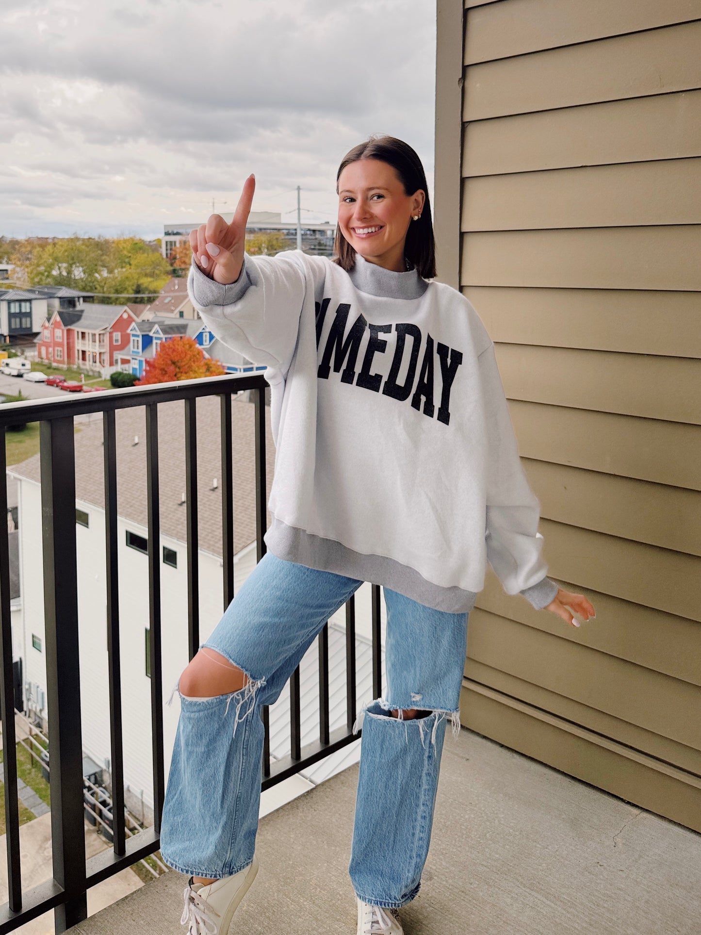 Football/Gameday Reversible Mock Neck Sweatshirt