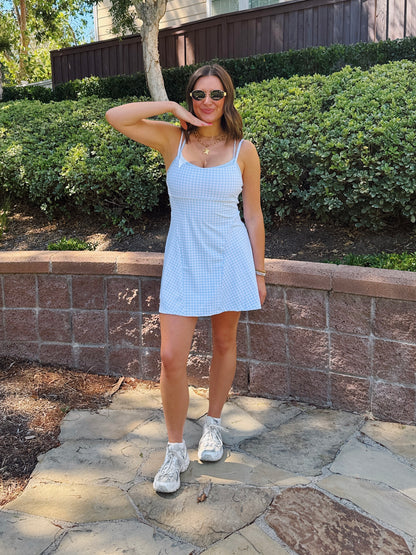 On The Move Gingham Layered Athletic Dress