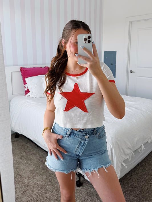 Born In The USA Star Cropped Tee