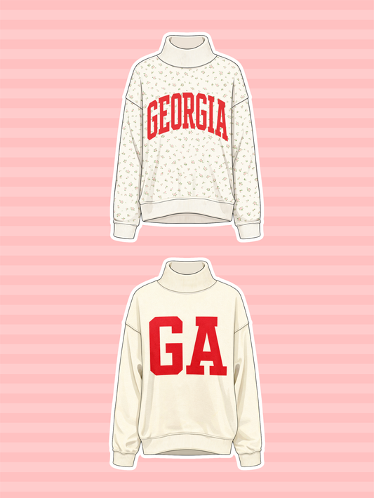 Georgia Floral Reversible Mock Neck Sweatshirt